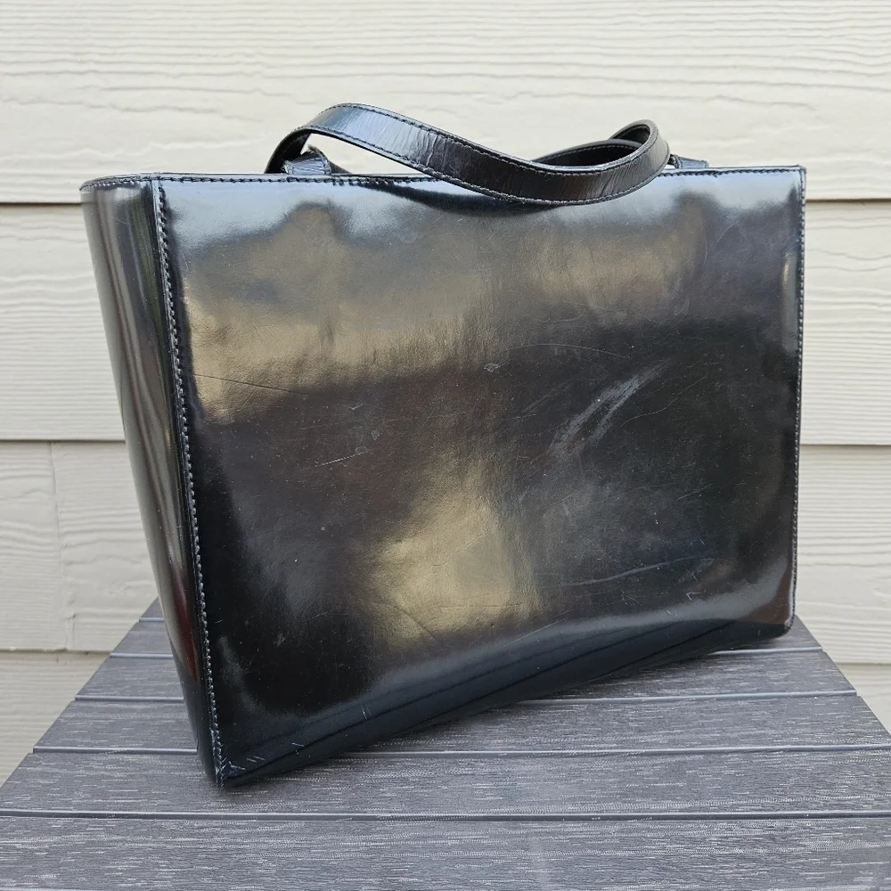 Kate Spade New York Patent Leather Hand Bag Women's Black Formal Classic Tote